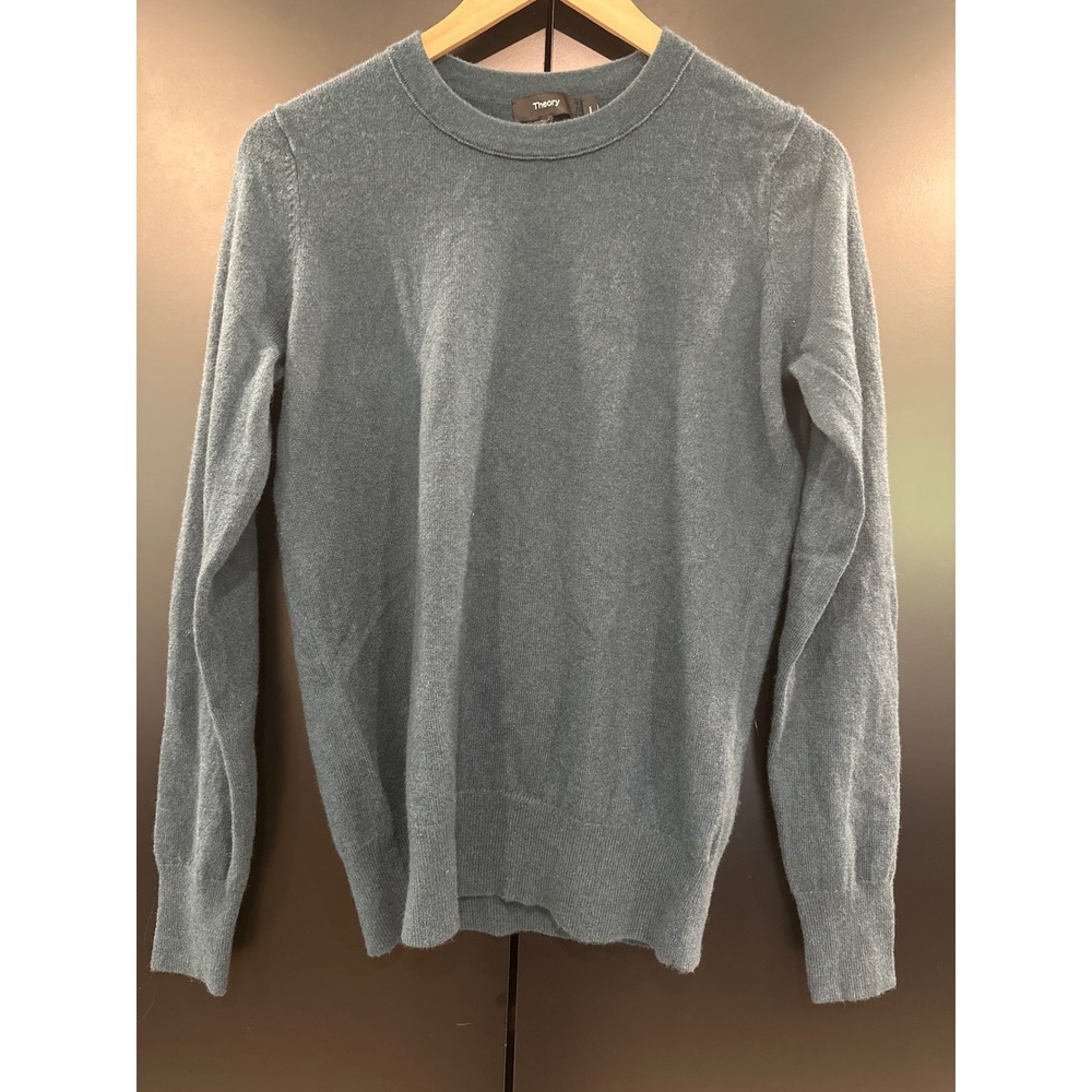 Theory Kaylenna Cashmere Sweater Teal Blue Crewneck Pullover Large L078702R